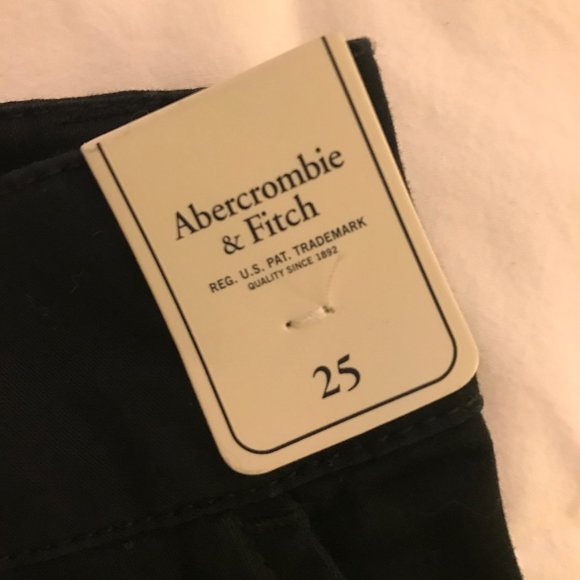 NWT ABERCROMBIE & FITCH Cotton Chino Tailored Shorts Black Size 25 - Picture 4 of 5